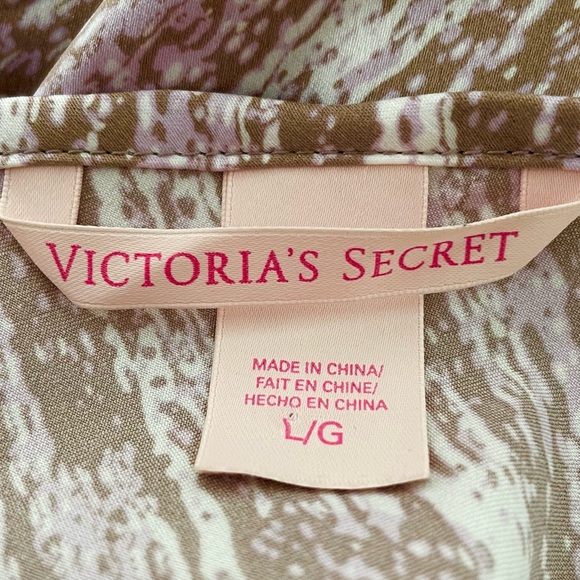 Victoria’s Secret Sleep Romper Taupe Purple Cream Size Large - Picture 5 of 9